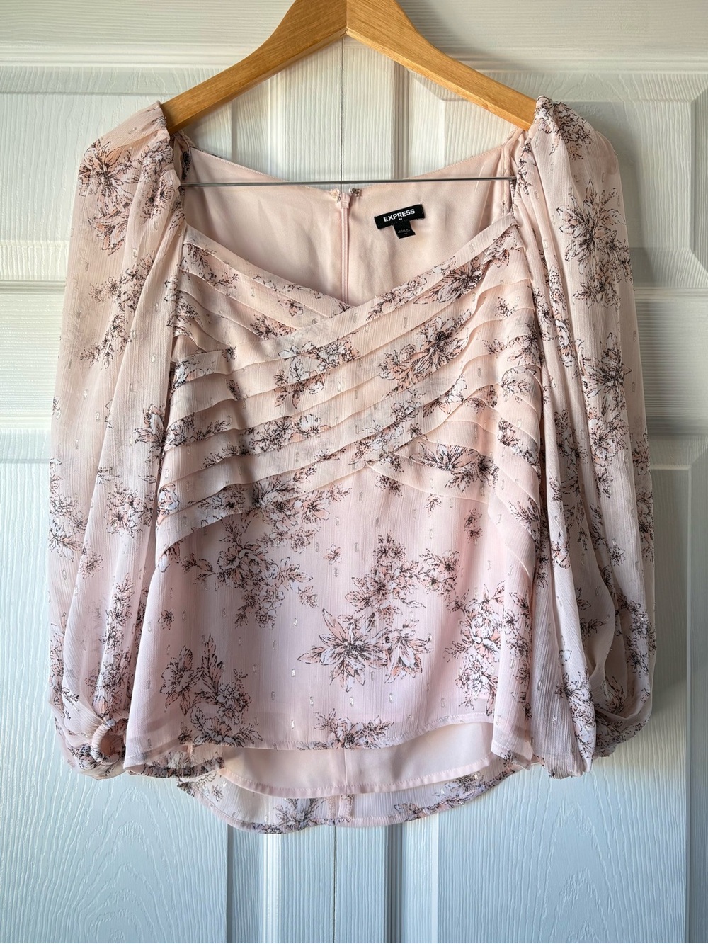 Express Floral Pleated Chiffon Blouse